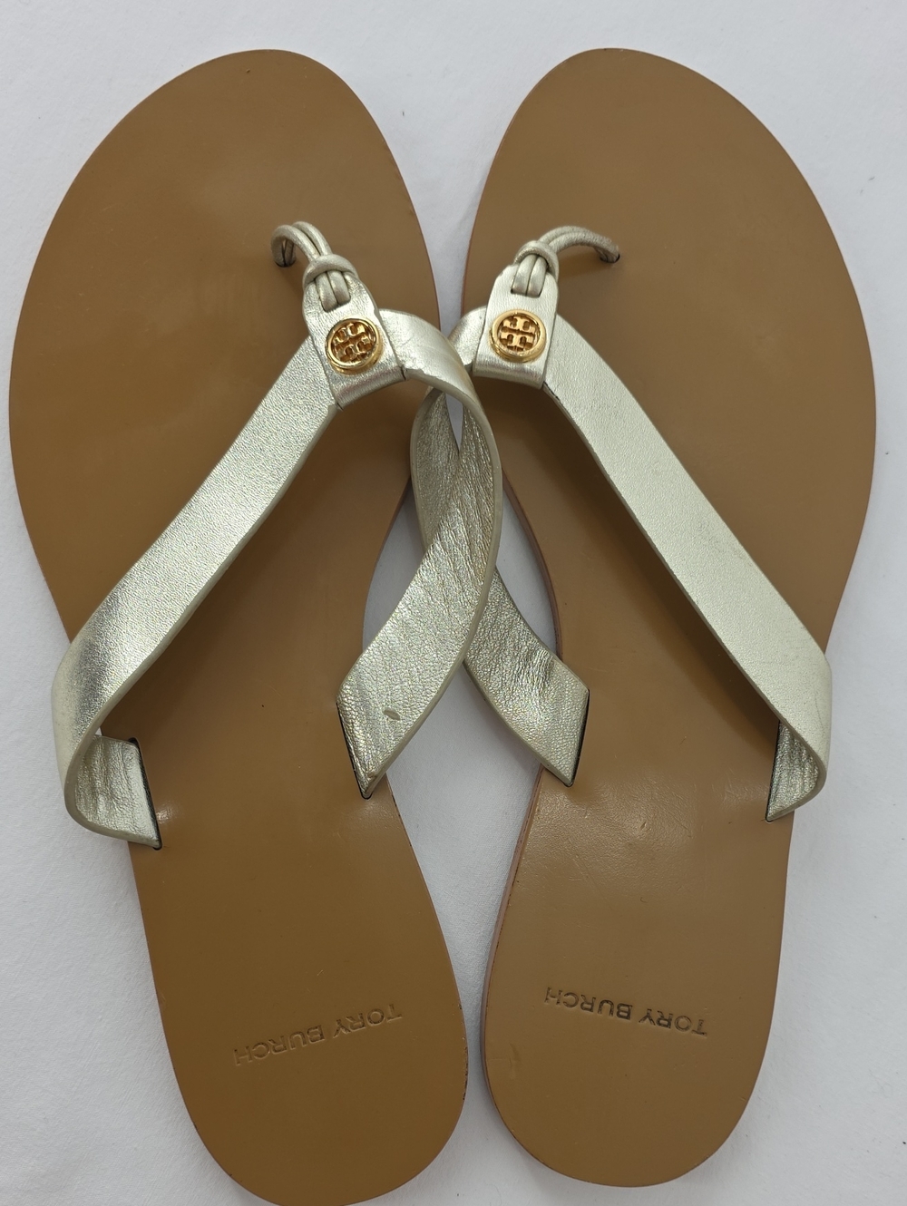 Tory Burch Manon Thong Sandal Spark Gold Size 8.5 B - Picture 2 of 12
